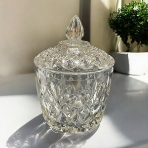 Vintage Gorham Cherrywood Crystal Candy Dish/Jar 5.5” tall with the lid 3.5”wide